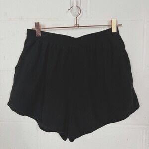 Seven Wonders Pull On Shorts Linen Blend Lined Black Capsule Beach Travel SZ M